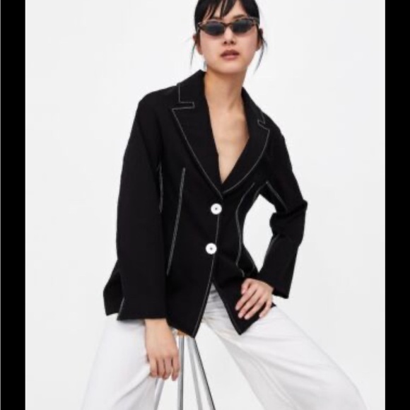 New! Zara XS blazer with contrast stitching. - Picture 13 of 13